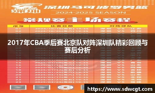2017年CBA季后赛北京队对阵深圳队精彩回顾与赛后分析
